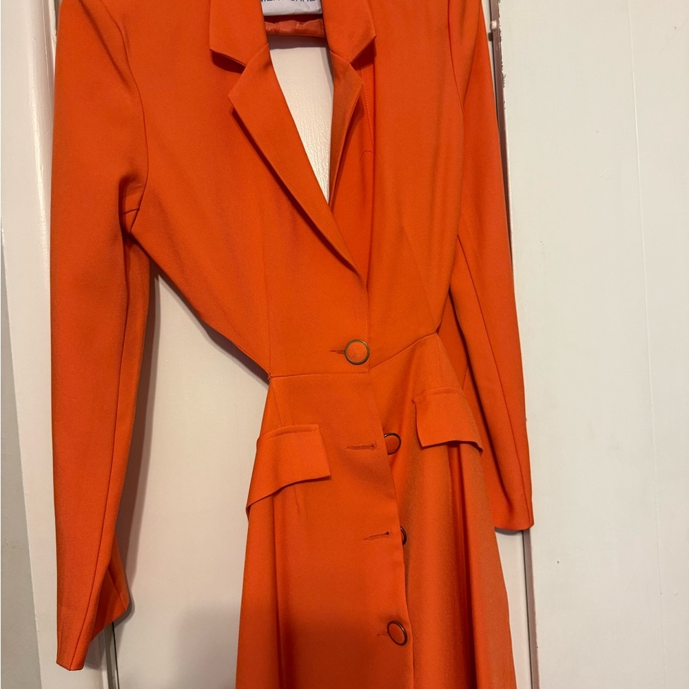 SHEIN Orange Button-Up Blazer